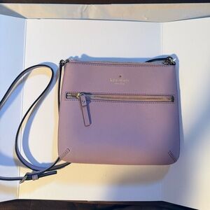 Kate Spade Tenley Crossbody Saffiano Leather in Lilac Moonlight Color,8.5" X 7"